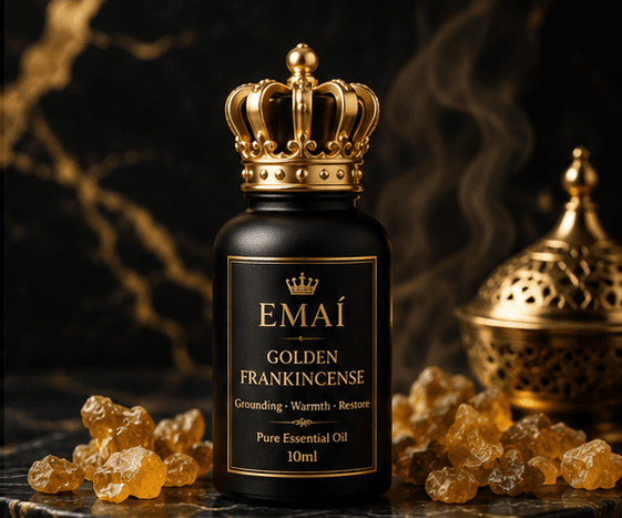 Emaí Golden Frankincense crown-cap essential oil bottle