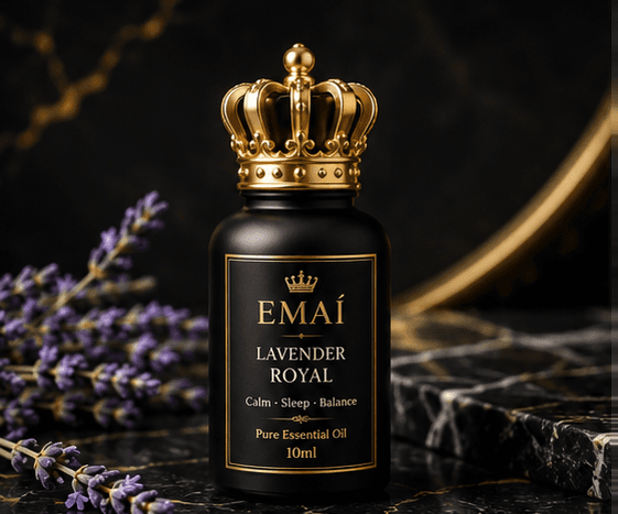 Emaí Lavender Royal crown-cap essential oil bottle